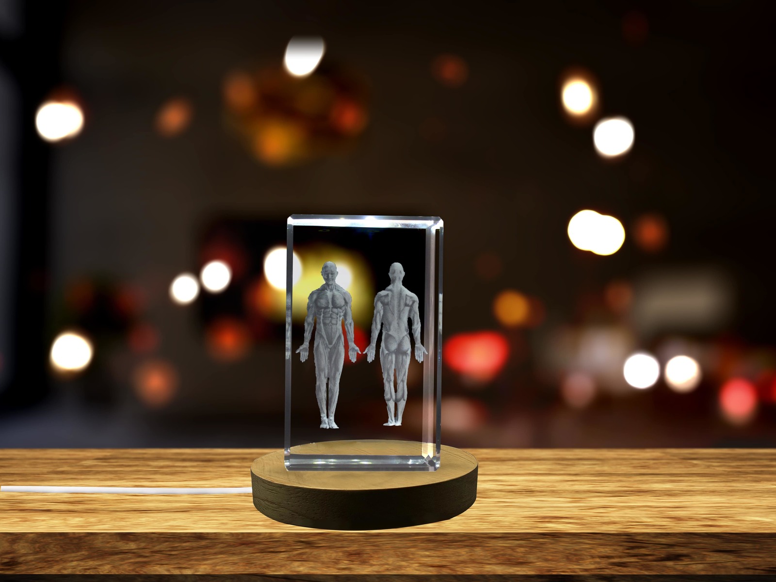 LED Base included | Muscles Art  | 3D Engraved Crystal Keepsake | Gift/Decor
