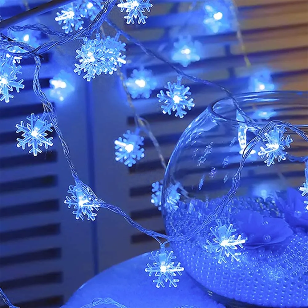 Led Christmas Snowflake Snow Gars 10M 100LED Fairy String Lights EU  Indoor Outd - £108.63 GBP