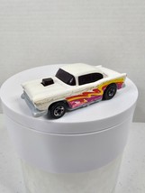 Hot Wheels Hot White &#39;55 Chevy Bel Air with Blower hood Scoop Diecast 1:... - $4.99