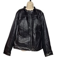 Lane Bryant Faux Leather Coat Plus Size 22/24 Black Zip Up Textured Zip ... - $56.43