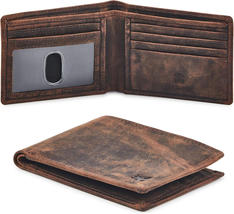Real Leather Mens Bifold Wallet  Blocking Slim Minimalist Front Pocket - $21.99