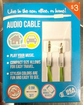 NEW IdeaWorx 3ft Flat 3.5mm Auxiliary Audio Cable Male To Male Jack Plug Green - £3.68 GBP