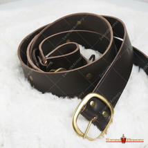 97&quot; Double Wrap Brown Leather Sword Belt with Frog Medieval Viking Pirat... - $35.62