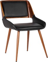 Armen Living Panda Dining Chair in Black Faux Leather and Walnut Wood Finish - £103.42 GBP