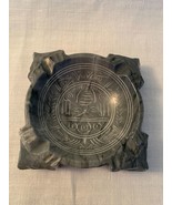 Vintage Carved Onyx Ashtray Aztec Etching &amp; Figure Face MINT - €23,77 EUR