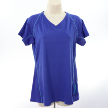 Kirkland Signature Women&#39;s T-Shirt M Blue Striped Active Tee Medium Athletic EUC - £14.25 GBP