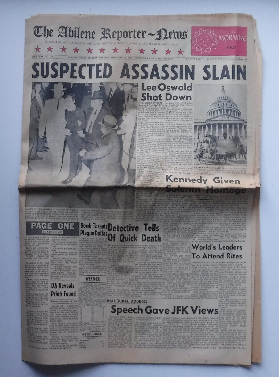 Abilene Reporter News November 25, 1963 Morning Edition Lee Harvey Oswal... - $9.46