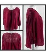Papermoon Stitch Fix Top Size Large Maroon Red Lace Accents Womens Blouse - $29.70