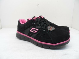 Skechers Women&#39;s Synergy Sandlot Alloy Toe Work Shoes 76553 Black/Pink 8.5M - $71.24