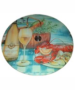Chardonnay Wine &amp; Lobster Tempered Glass Lazy Susan Turntable 13&quot; Nantuc... - $950.15 MXN