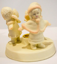 Three Snow Angels Candle Holder - Russ Berrie Style 35744  Porcelain - £9.71 GBP