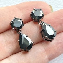 Dramatic Black Gray Glass Rhinestone Dangle Fashion Post Earrings 1” - $21.95