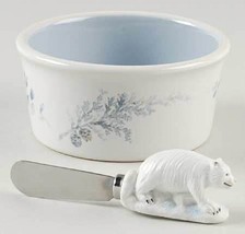 Winter Frost Ceramic Dip Bowl Polar Bear Spreader Knife Pfaltzgraff - £13.92 GBP