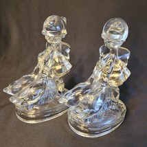 Lot of 2 Vintage LE Smith Glass Hummel Girl With Geese Bookends 7 1/2&quot; F... - £11.82 GBP