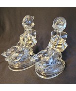 Lot of 2 Vintage LE Smith Glass Hummel Girl With Geese Bookends 7 1/2&quot; F... - £11.64 GBP