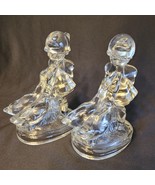 Lot of 2 Vintage LE Smith Glass Hummel Girl With Geese Bookends 7 1/2&quot; F... - $20.29 CAD