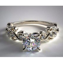1.50ct Brilliant Cut Natural Moissanite Engagement Ring 14k White Gold Plated - £168.40 GBP