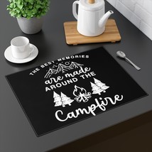Nature Lovers Placemat: Black and White Campfire Graphic, 100% Cotton, D... - £17.71 GBP
