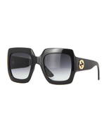 Gucci GG0053S 001 Sunglasses Oversized Square Black With Gray Lens - £119.39 GBP