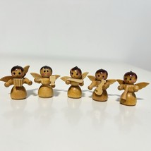 5 Vintage Miniature Angel Musician Wood Christmas Figures Decorations - $15.00