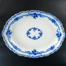 English Flow Blue Serving Platter 16 in Johnson Bros Oxford Pattern c 1913 - $82.24
