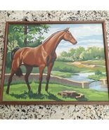 Vintage Paint by Number Horse brown in field Standing Complete Framed wa... - $610.76 MXN