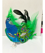 December Diamonds peacock Halloween mask Mardi Gras green, blue, purple ... - $23.99