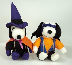 Peanuts Snoopy Halloween Witch &amp; Vampire Bat - Lot of 2 Plush - £9.28 GBP