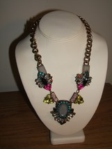 Gorgeous Elegant Gem Crystal Rainbow Stones Drop Statement Heavy Necklace (New) - £11.86 GBP