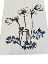 Semigres Italian Hand painted Tile White Flowers and Colonial Blue Leaves - £17.68 GBP