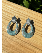 Door Knocker Tear Drop Art Deco Enamel Earrings Stud Pierced - £10.88 GBP