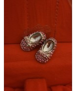 Vintage High End   Silver tone  Pink   Rhinestone Baby Shoes   Brooch Pin - €12,18 EUR