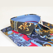 Men's Sports Shirt by MIZUMI Medallion Floral Printed Short Sleeves M647 Blue image 5