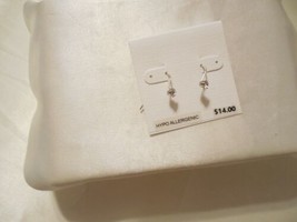 Department Store 1/2&quot; Silver Tone Cubic Zirconia Drop Earrings M737 - £4.95 GBP