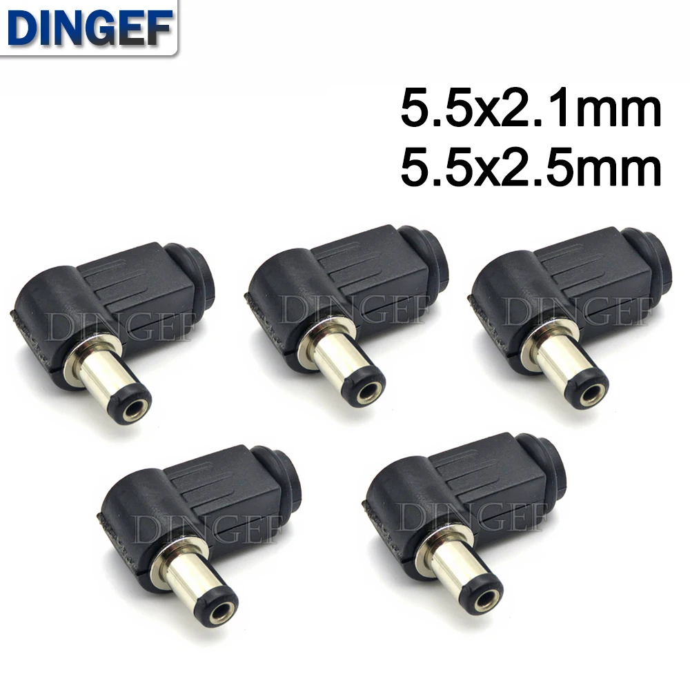 5pcs lot 5 5x2 1mm dc plug 90 degree elbow 5 5x2 5mm dc power plug thumb200