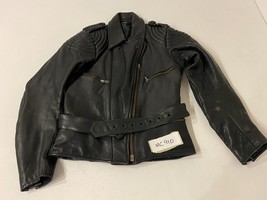 MATRA Vintage Black Leather Motorcycle Jacket  Armpit/Armpit 18&quot;  (mc910) - $48.51