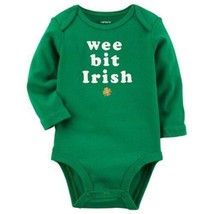 Boys Bodysuit Carters St Patricks Day Green Long Sleeve Crew Snap-sz New... - £7.91 GBP