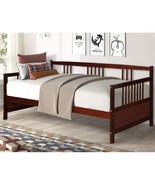 Twin size 2-in-1 Wood Daybed Frame Sofa Bed in Brown Cherry Finish - $8,474.03 MXN