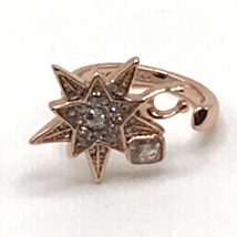 Coach Rose Gold Star Stardust Swarovski Crystal Ring Free Size Open - $59.39