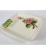 Vintage Ashtray Mid Century MCM Pink Ceramic Roses Green Marked #115 Square - £15.56 GBP