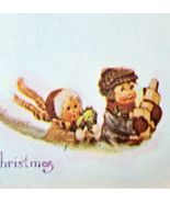 Kids In The Snow Merry Christmas Postcard Hong Kong Print Vintage PCBG7D - $19.99