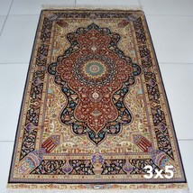 3&#39; x 5&#39; Red Small Oriental Persian Handmade 100% Silk Area Rugs Medallion Carpet - £589.76 GBP