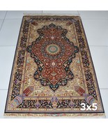 3&#39; x 5&#39; Red Small Oriental Persian Handmade 100% Silk Area Rugs Medallio... - $750.00