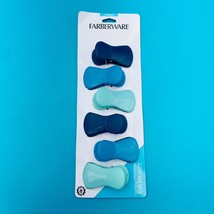 Farberware classic set of 6 wide bag clips in blue hues - $11.05