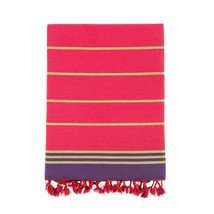 Bello Turkish Beach Towel, Cocoon Red &amp; Green, Handwoven Peshtemal, 39 x 66.9 In - £55.79 GBP