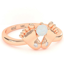 Baby Feet Opal Diamond Ring In 14k Rose Gold - £278.97 GBP