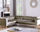 Giovanni Left Facing Sectional Sofa L Shape Velvet Upholstered Button Tu... - $2,445.99