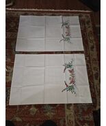 (2) Hand Painted Pillow Cases Geese Flowers Floral Beautiful Vintage  - $22.35 CAD