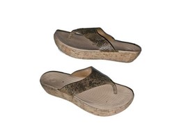 Crocs A-Leigh Snake Women Size 9 Cork Wedge Flip Flops Thong Sandals - £18.76 GBP