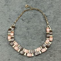 Vintage Lisner Pink Brown Lucite Panel Articulated Necklace Designer Gol... - $18.69